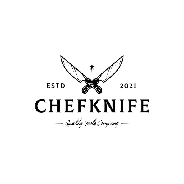 Vettore modello di logo di coltello da chef