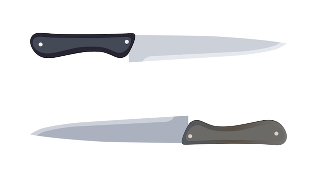 Vettore coltelli da chef, coltelli da macellaio per macelleria, coltelli da taglio per carne, set di icone di posate - vettore