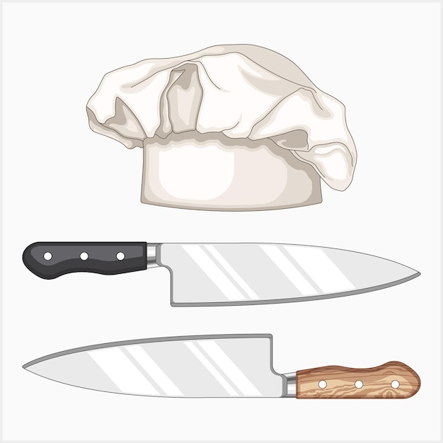 Chef knives and chef hat illustration