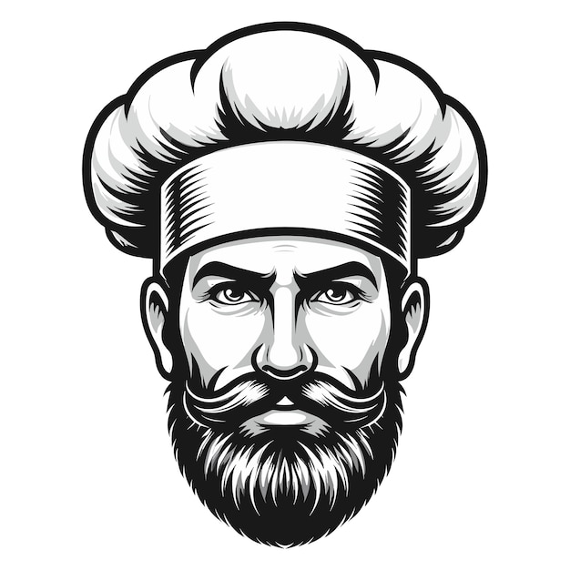 chef-kok gezicht met een baard vector illustratie