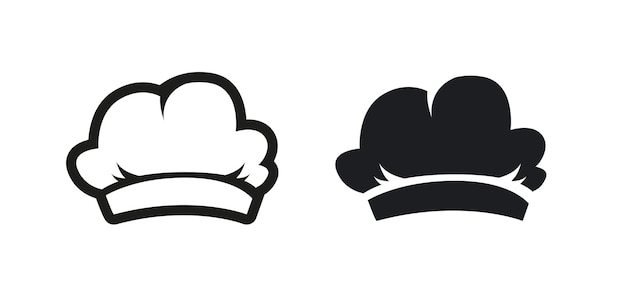 Chef-kok hoed logo met silhouet. vectorillustratie