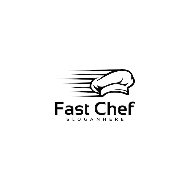 Chef-kok hoed snelle chef-kok logo ontwerp vector