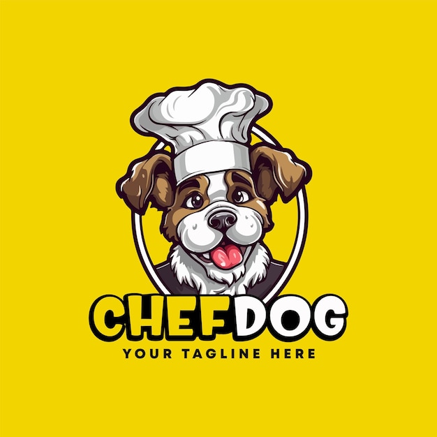 Chef kok hond mascotte logo ontwerp