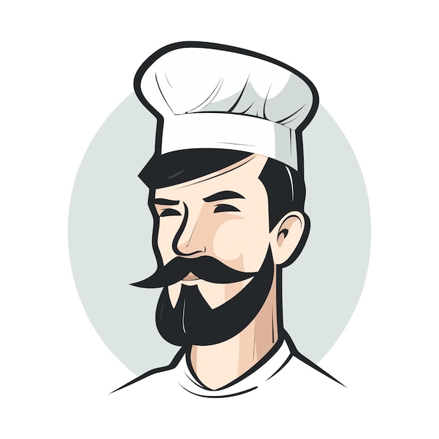 Chef-kok logo ontwerp Abstracte tekening chef-kok of bakker logo pictogram Leuke vectorillustratie