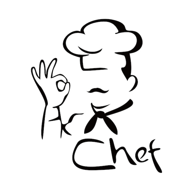 Vector chef-kok logo ontwerpsjabloon man met ok gebaar symbool