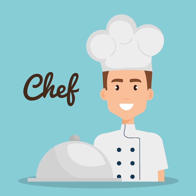 Vector chef-kok met lade-avatar