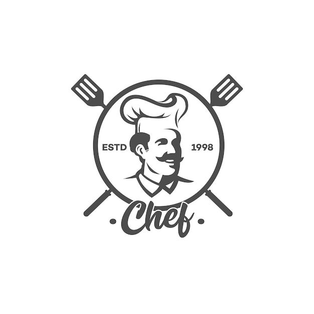 Chef kok of bakker logo cafe restaurant menu concept cartoon vectorillustratie