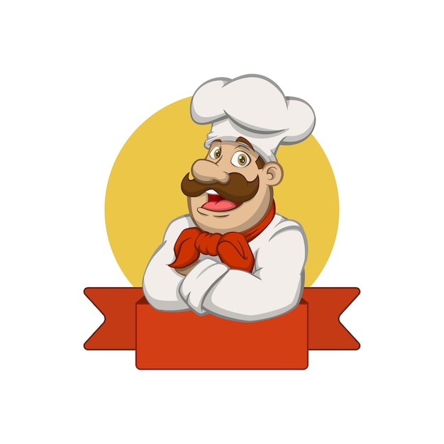 Vector chef-kok opvouwbare armen mascotte logo