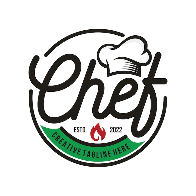 Chef-kok restaurant badge logo stock illustraties sjabloon