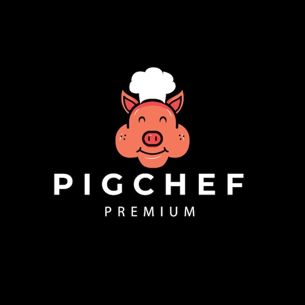 Chef-kok varken of hog cartoon bbq logo vector pictogram symbool illustratie ontwerp