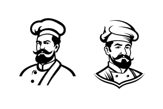 chef-kok zwart-wit logo vector