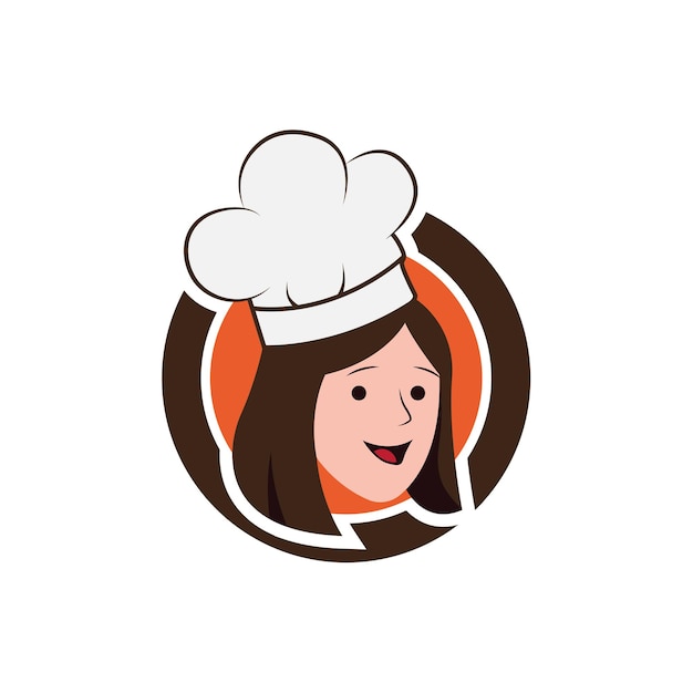 Vettore logo della testa della mascotte chef lady