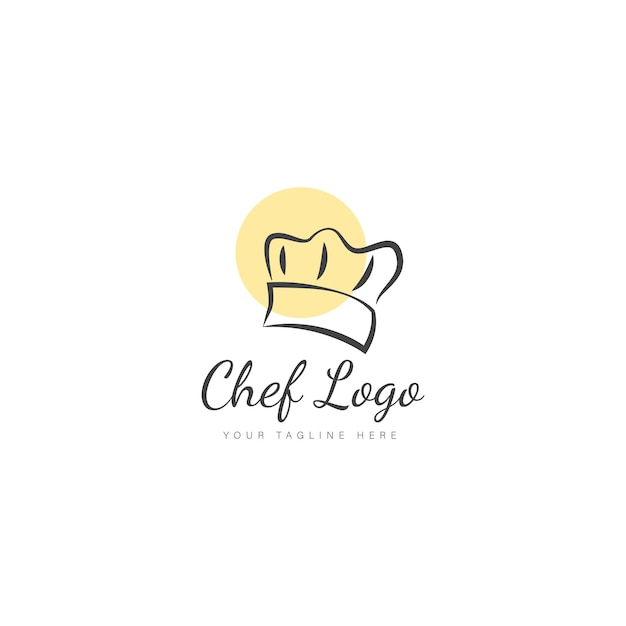 Vector chef line logo design illustration icon