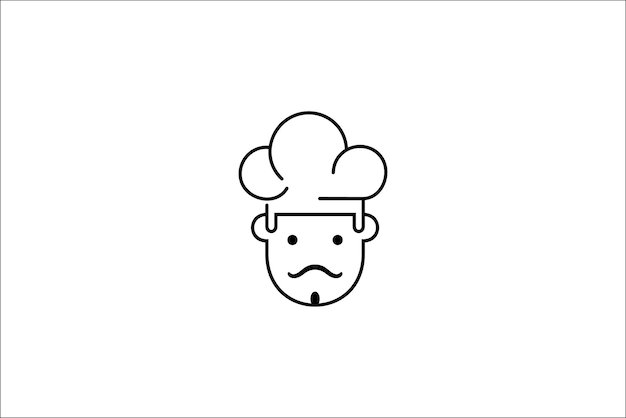 Progettazione del logo della linea chef in design semplice