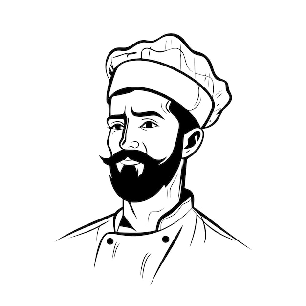 Дизайн логотипа шеф-повара Абстрактный рисунок значок логотипа шеф-повара или пекаря Симпатичная векторная иллюстрация
