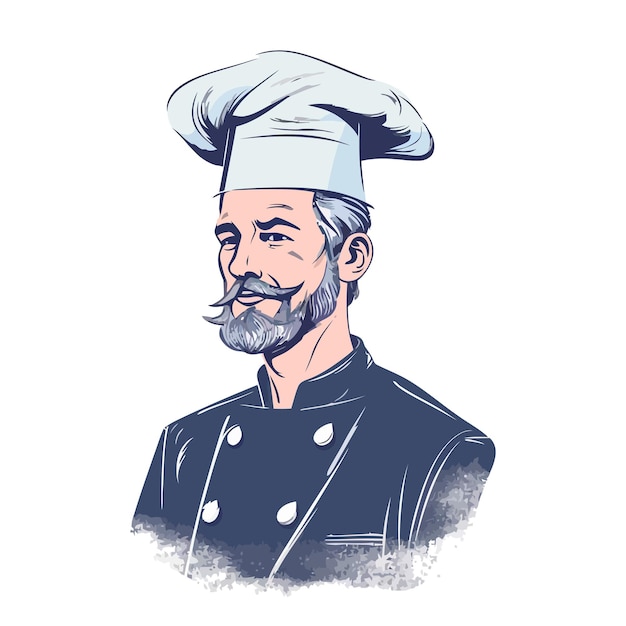 Disegno del logo dello chef disegno astratto icona del logo chef cuoco o panettiere illustrazione vettoriale carino