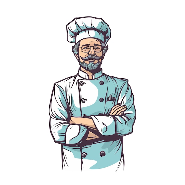 Design del logo dello chef disegno astratto icona del logo chef cuoco o panettiere illustrazione vettoriale carino