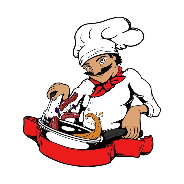 Vettore design del logo dello chef