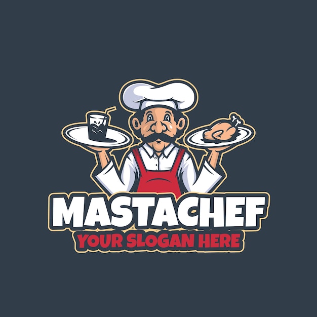 Chef logo mascot cartoon design vector