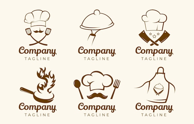 Vector chef logo set collection