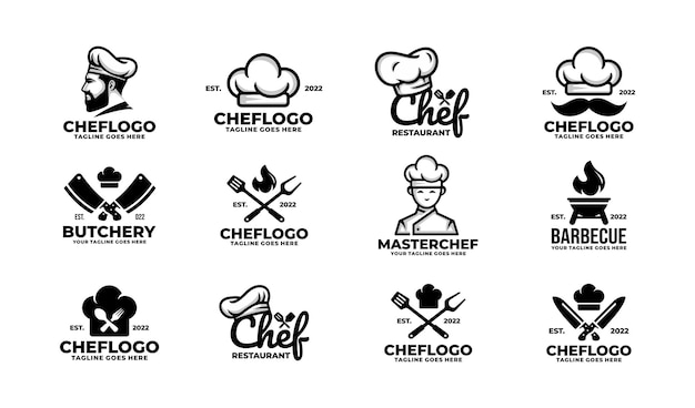 Vector chef logo set