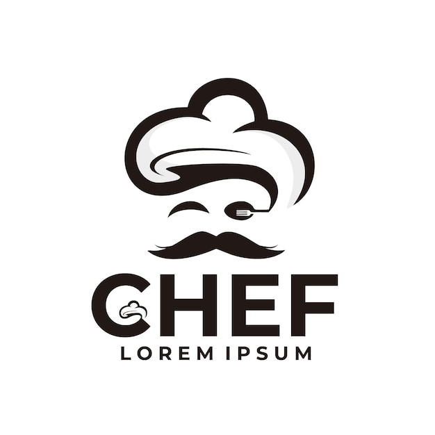 Vector chef logo with head chef hat vector illustration