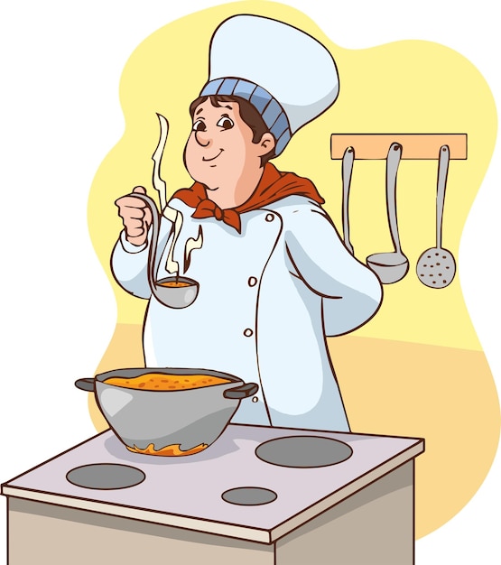 chef man cartoon vector illustratie