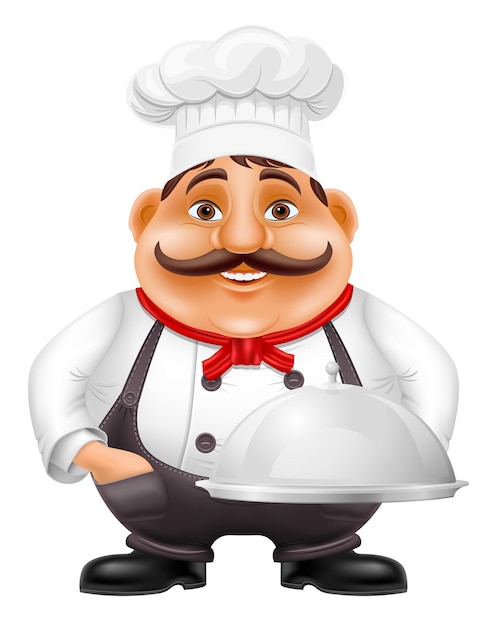 chef man preparing dishes and food in the kitchen vector illustration