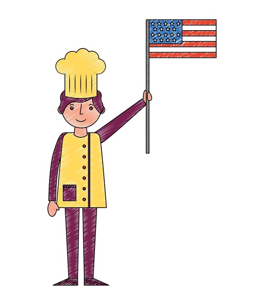 요리사 남자 전문가 지주 미국 국기 노동절