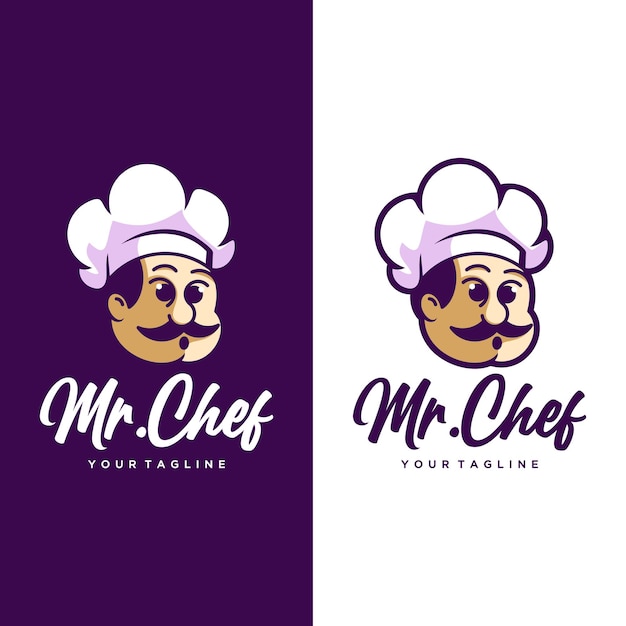 Vettore chef uomo con il tuo marchio. mascotte del logo dello chef.