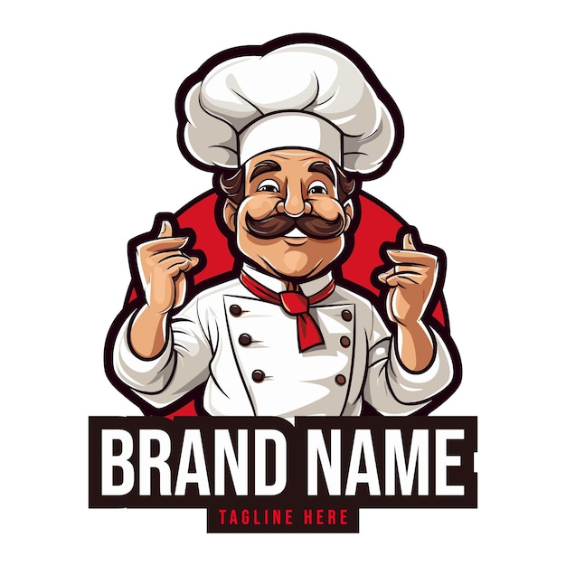 Chef mascot logo design vector template