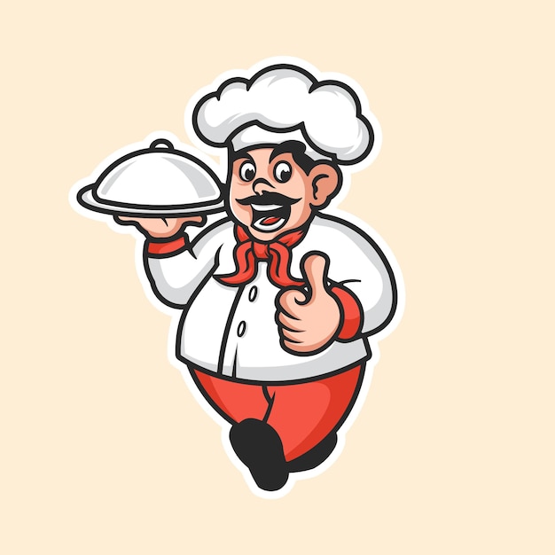 Vettore illustrazione del logo della mascotte dello chef