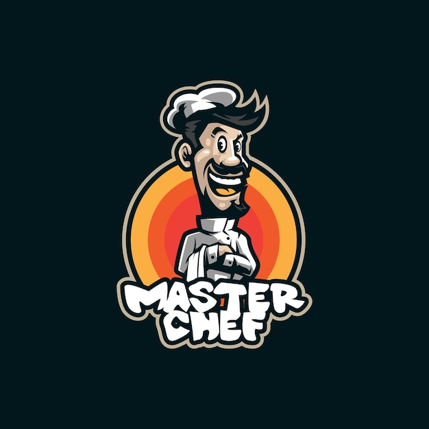 Vector chef-mascotte-logo-ontwerp met moderne illustratieconceptstijl voor badge-embleem en t-shirtafdrukken slimme chef-kokillustratie