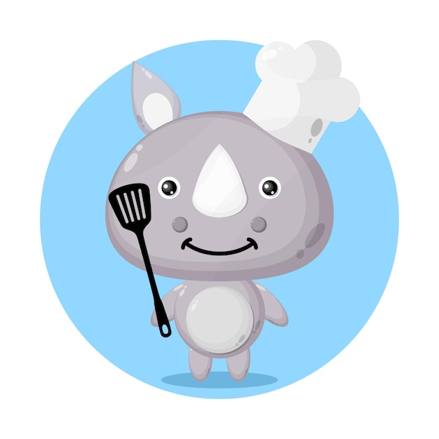 chef neushoorn schattig karakter logo