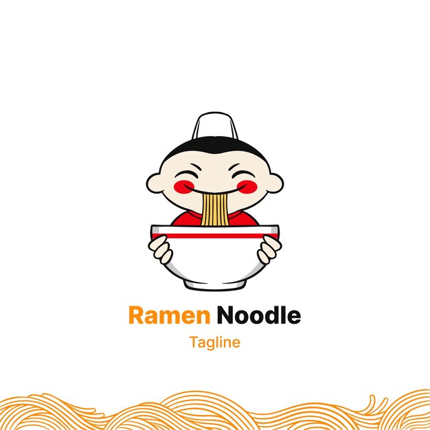 Vector chef noodles logo deliciouse asian noodles