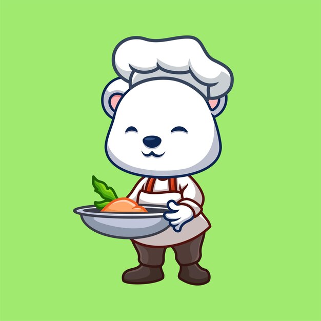 Chef Polar Bear Cute Cartoon