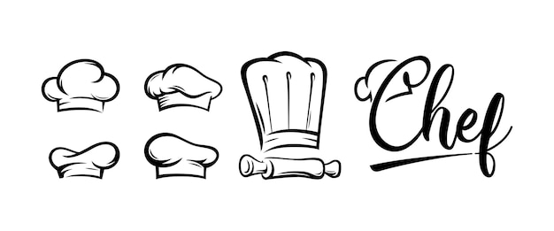 Chef ristorante moderno logo set