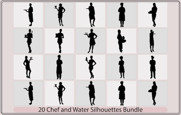 레스토랑 실루엣의 요리사Cook vector silhouetteRestaurant Professions Silhouettes