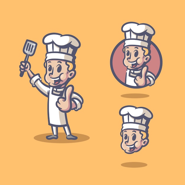 Chef retrò personaggio mascotte dei cartoni animati