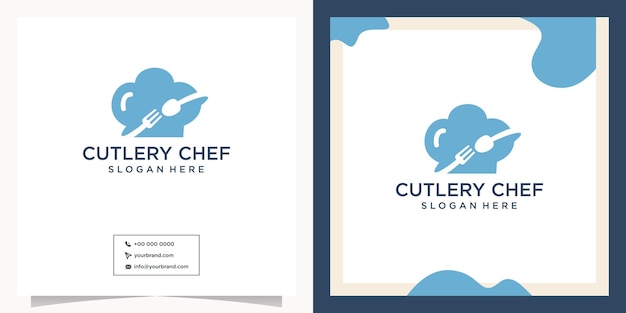 Дизайн логотипа посуды шеф-повар