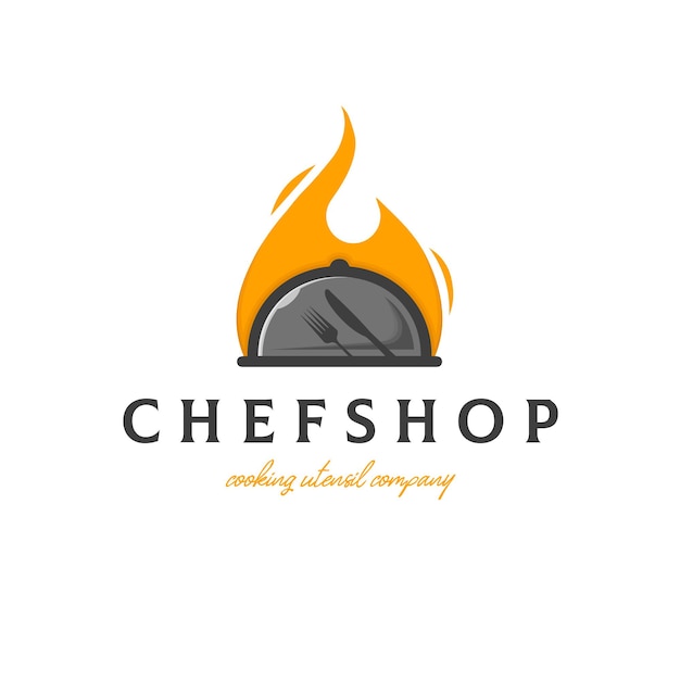 Vettore modello di logo di cibo tradizionale dello chef