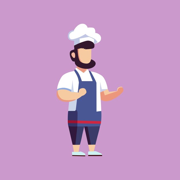 Chef waring toque standing illustration for culinary and occupation concept