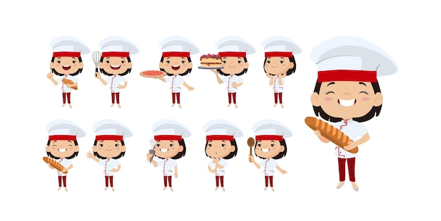 Chef with different poses vector