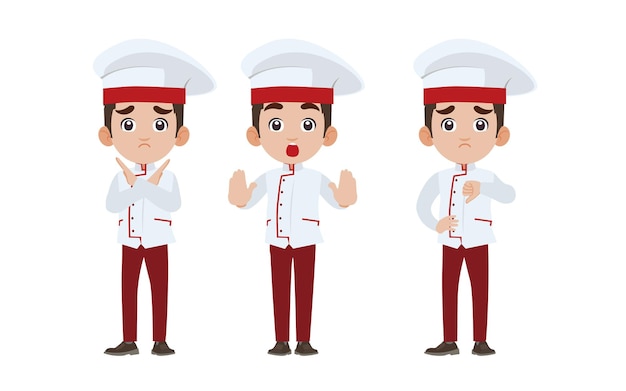 Chef with different poses. vector