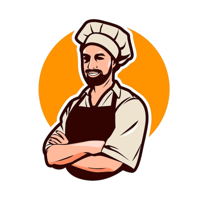 chef woman design Chief cook in cap symbol or logo. Restaurant, food concept.