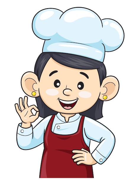 Vector chef woman gesturing ok sign