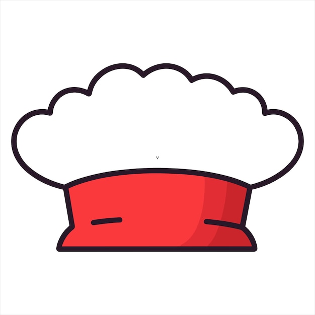 Vector chefs hat flat icon outline in the style of simple vector