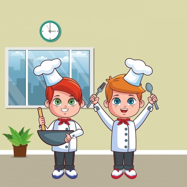 Vector chefs kids cartoon