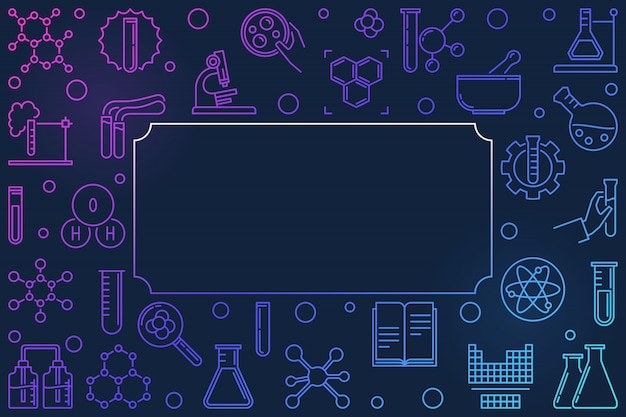 Vector chemical colorful frame in thin line style