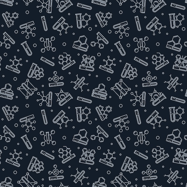 Chemical compounds and test tubes vector concept seamless pattern